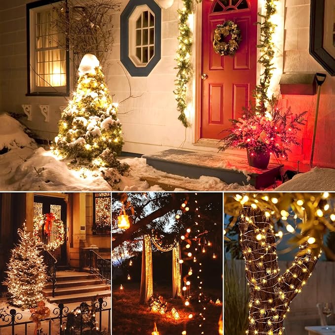 Dailyart 200 Led Fairy Lights - 16.4FT Battery Operated String Lights with Remote, 8 Modes, Waterproof for Bedroom, Christmas Tree & Wreath Decoration