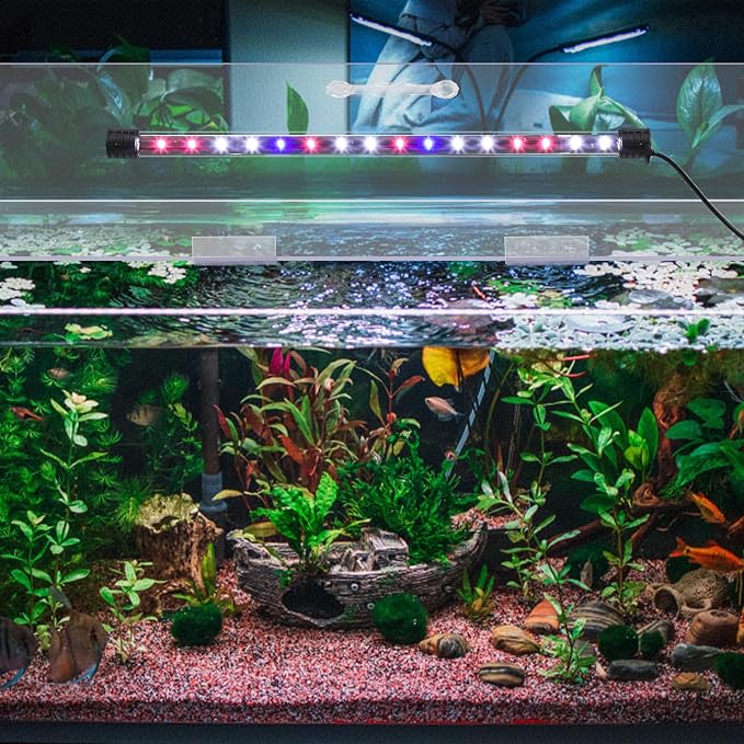 Sieral Aquarium Lids Polycarbonate Canopy with LED Light 19.37 x 9.37 x 0.12 Inch for 10/20 Gallon Without Center Brace Aquariums Cover Fish Tank Lid with a Hook Knife, Clear