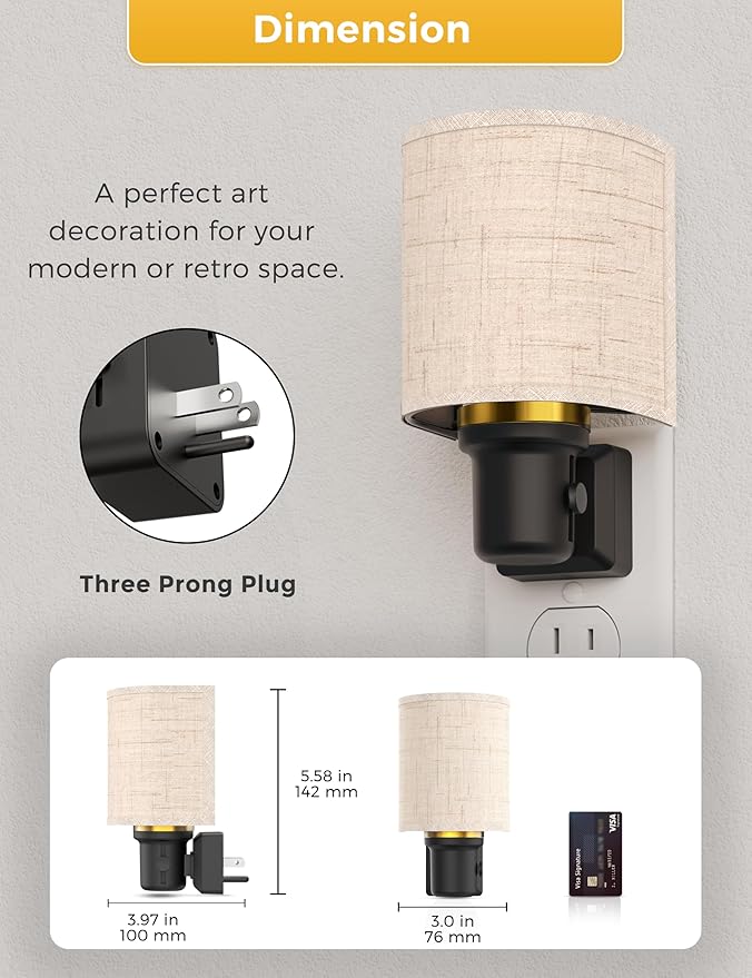 L LOHAS LED Bright Night Lights Plug into Wall, Daylight White, Dimmable | Plug in Night Light, Decorative Nightlights Plug in Wall, Light Sensor, Linen Fabric Nightlight for Hallway Kitchen, 1 Pack