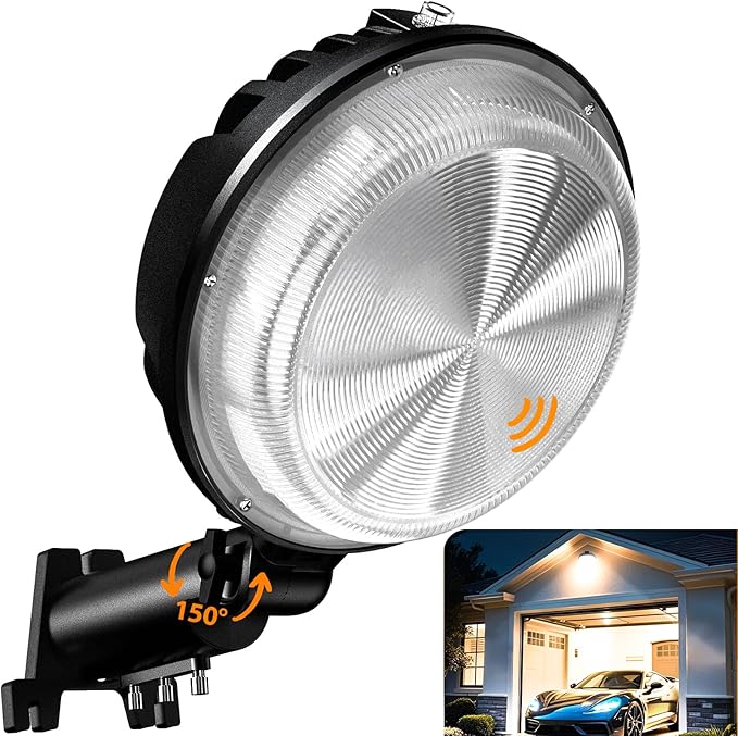 150W 20000LM Dusk to Dawn Outdoor Lighting, LED Barn Lights Outdoor with 150ยฐ Adjustable Photocell Pole Light 6500K Flood Light, IP66 Waterproof Area Street Light for Garage Warehouse Yard