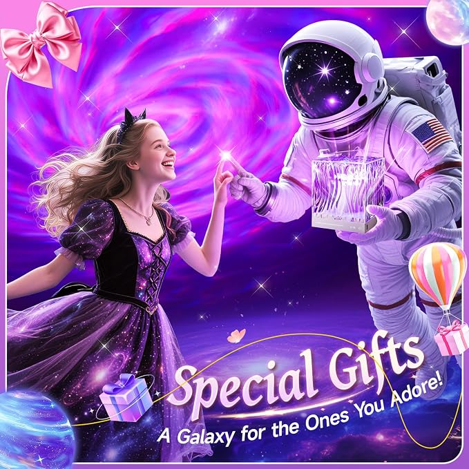 Space Projector for Bedroom, 18 Colors Hologram Cube Galaxy Projector for Bedroom, Dimmable Galaxy Light Projector for Bedroom,Remote Galaxy Lamp for Bedroom,Kids Night Light Projector for Teen Gifts