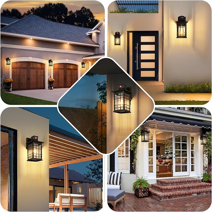 Motion Sensor Outdoor Light Fixture Wall Mount, Dusk to Dawn Oil-Rubbed Bronze Waterproof Outside Porch Light with E26 Base, Anti-Rust Exterior Wall Lantern with Bubble Glass for House Garage Garden