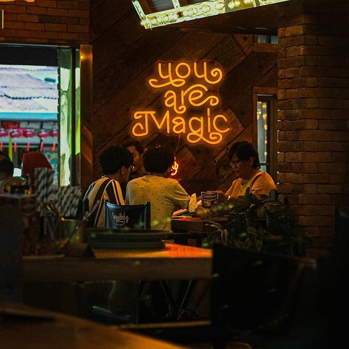 You Are Magic Neon Sign Orange Cute Letters Led Light Up Sign for Wall Decor USB Powered Dimmable Magic Neon Light for Bedroom Bar Classroom Office