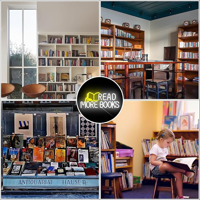 Read More Books Neon Sign Read Neon Light for Classroom Dimmable Led Light Up Sign for Bedroom Bookstore Reading Room Library Museum Study Room Decorations