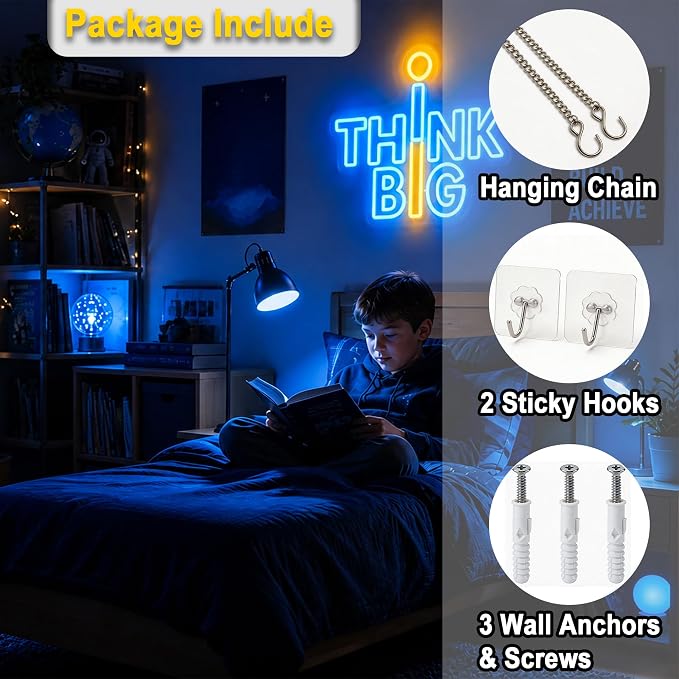 Positive Neon Lights Signs Neon Sign Led Sign Light for Wall Decor | Think Big Neon Sign for Room Decor,Positive Decoration,Motivational Wall Decor,Gift,5V USB Powered Dimmable