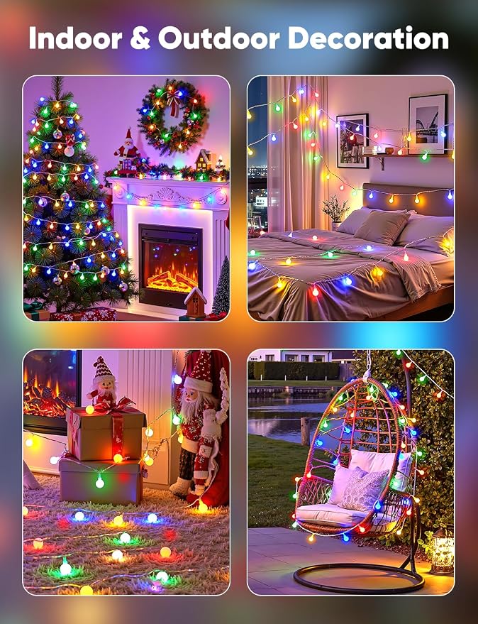 Minetom Multicolor Globe String Lights, 33 Feet 100 Led Fairy Lights Plug in, 8 Modes with Remote Mini Globe Lights for Indoor Outdoor Bedroom Party Wedding Garden Christmas Tree Decor, Multicolor