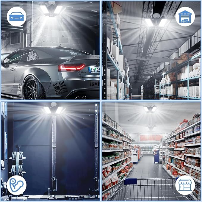 Aoretic LED Garage Lights Bulb 1 Pack -120W, 12000LM 6500K Led Shop Light with 4+1 Deformable Panels, Basement Barn Light Garages Ceiling Lights, E26/E27 for Garage, Warehouse, Shop
