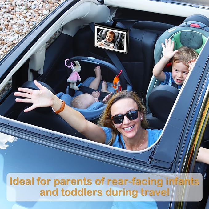 Baby Car Mirror with Light - Remote Control, 360° Adjustable, Shatter Resistant Car Seat Mirror - Clear Night Vision, Easy Installation for Rear Facing Infants (2 Pack)
