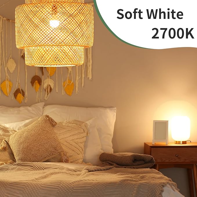 A19 LED Light Bulbs,60 Watt Equivalent Soft White 2700K with E26 Base,Efficient 9W,800 Lumens Non-Dimmable Warm White LED Bulbs,15000 Hours, Ideal for Bedroom Living Room, 12-Packs