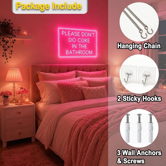 Bathroom Neon Lights Signs Neon Sign Led Sign Light for Wall Decor | Don't Do It In The Bathroom Neon Sign for Room Decor,Man Cave Decoration,Dormroom,Wall Decor,Gift,5V USB Powered