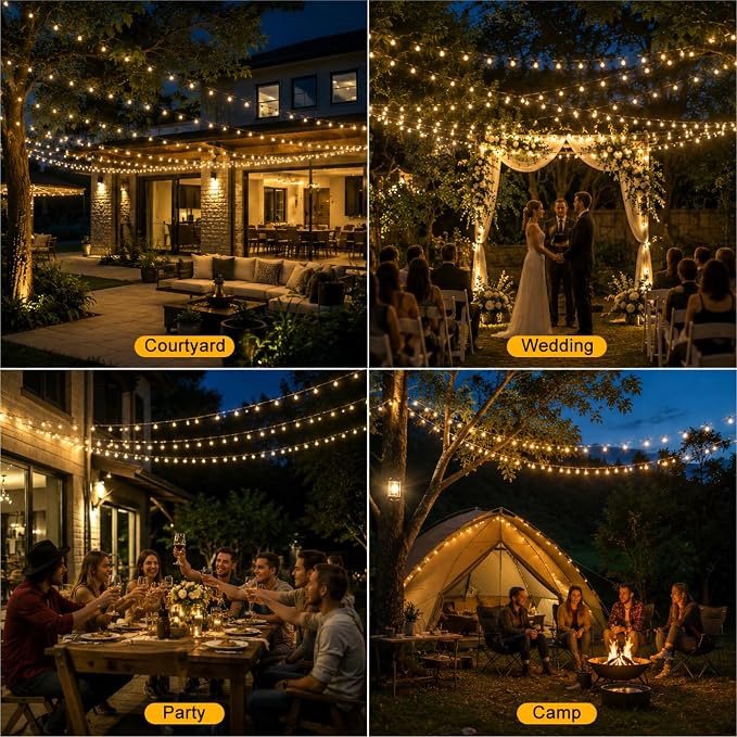 Crystal Globe String Lights 2500mAh Rechargeable Battery Operated | 16FT 50LED Outdoor Waterproof with Remote, Timer & 8 Modes, Fairy Lights for Yard Garden Patio Wedding Christmas (Warm White)