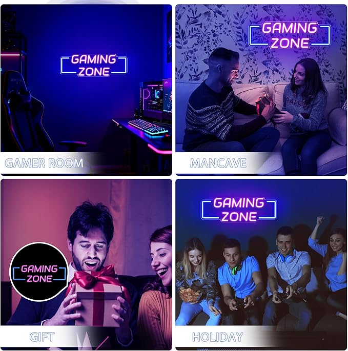 Kavaas Game Zone Neon Signs for Gaming Room Decor - LED Light Neon Sign for Teens Bedroom Decorations - Best Gamer Gifts for Boys, Kids