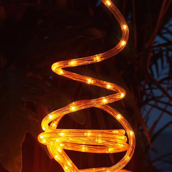 50ft Orange Rope Lights, Connectable for Indoor & Outdoor,110V Transparent Flexible Tube Lights,Waterproof Clear LED Rope Lighting for Outside, Deck, Patio, Pool, Camping, Bedroom Decor Landscape