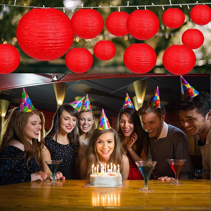 12Pcs Paper Lanterns 6”, 8”, 10”, 12”,Paperlanterns Party Decoration, White Paper Lanterns for Wedding, Bridal, Birthday, Outdoor, Home, Garden, Holiday and Party.