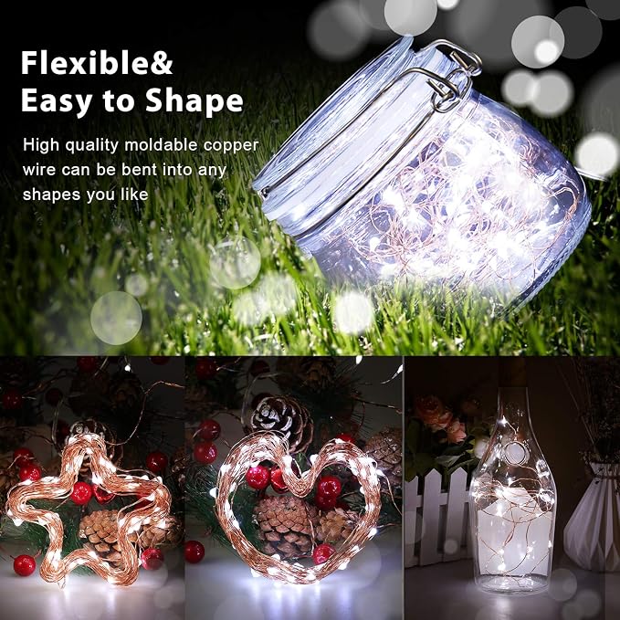 Ariceleo USB LED Fairy String Light, 1 Pack Copper Wire Fairy Lights for Indoor, Bedroom Festival Christmas Wedding Party Patio Decorative Window with USB Interface (16ft./5M,Cool White)