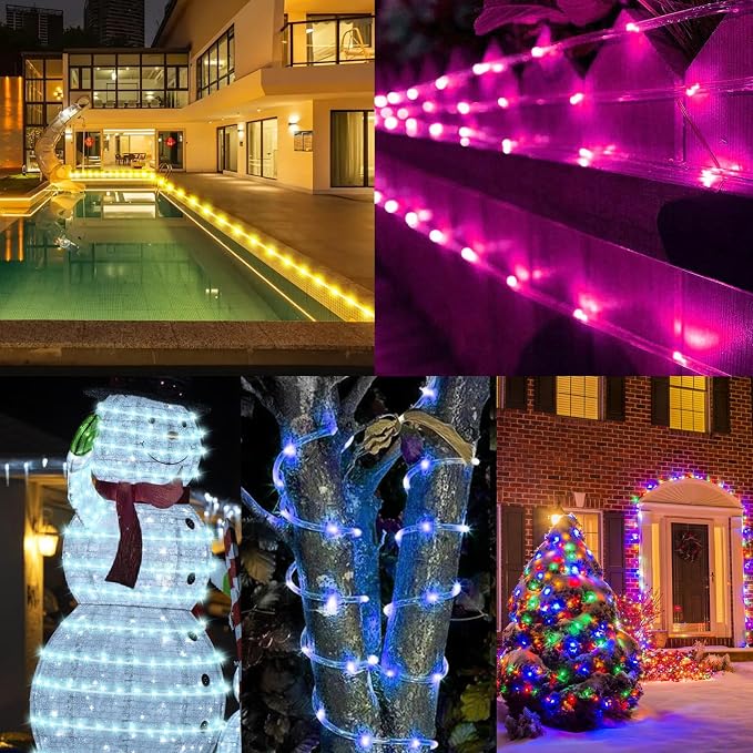 Gvwoxm 50FT 150 LED Changing Rope Lights, Waterproof Remote String Lights | 18 Colors, Timer, 5 Modes,Plug-in Camping Light Strings for Outdoor/Indoor, Camping, Classroom, Party, Festival Decoration