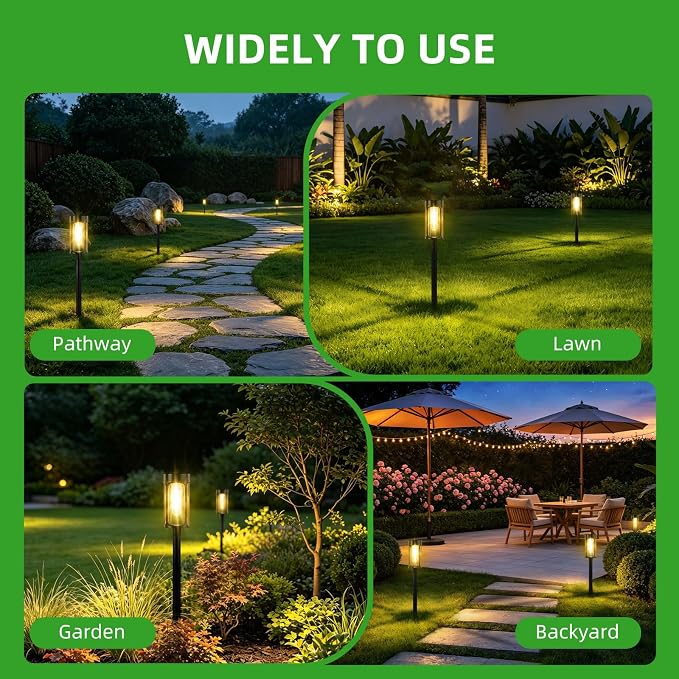 Solar Lights Outdoor, 12 Pack Waterproof IP65 Auto On/Off Solar Pathway Lights 3000K for Garden, Landscape, Path, Yard, Patio, Driveway,Walkway Decor, Landscape Lighting