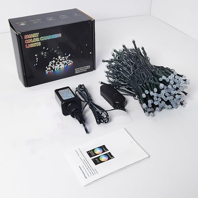 APP Control RGB LED Christmas Lights, Smart Fairy String Lights, Ideal for Xmas Tree, Wedding Garden, Home, Party, Halloween Festival Deco (200leds-66ft)