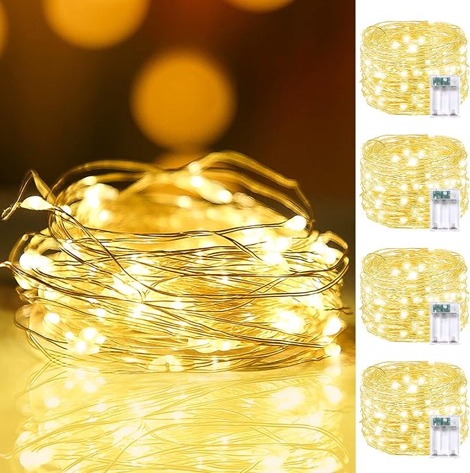 6 Pack Fairy Lights Battery Operated Twinkle Lights Remote Warm White | Total 120FT 360LED String Light, Timer & 8 Modes, Memory, Dimmable, Waterproof Battery Lights Indoor Outdoor Christmas Decor
