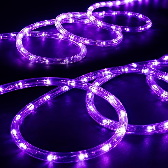 WYZworks 1116LEDs, 100ft LED Outside Rope Lights, Waterproof Permanent Outdoor ETL Certified Connectable Clear Tube, Christmas Palm Tree Holiday Decorative Landscape Patio Accent Lighting - Purple