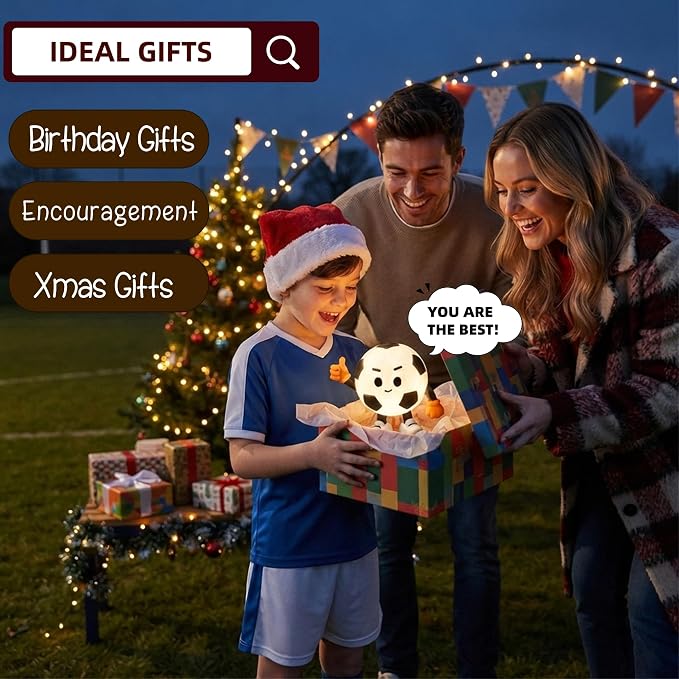 YR YRHH-PET Soccer Night Light, Thumbs Up Positive Lamp, Kid Boy Room Décor | Rechargeable Colorful Soccer Stuff, Sports Nightlight, Teens Ball Fan Cute Gifts, Dimmable, Timer, Squishy Nursery Touch Lamp