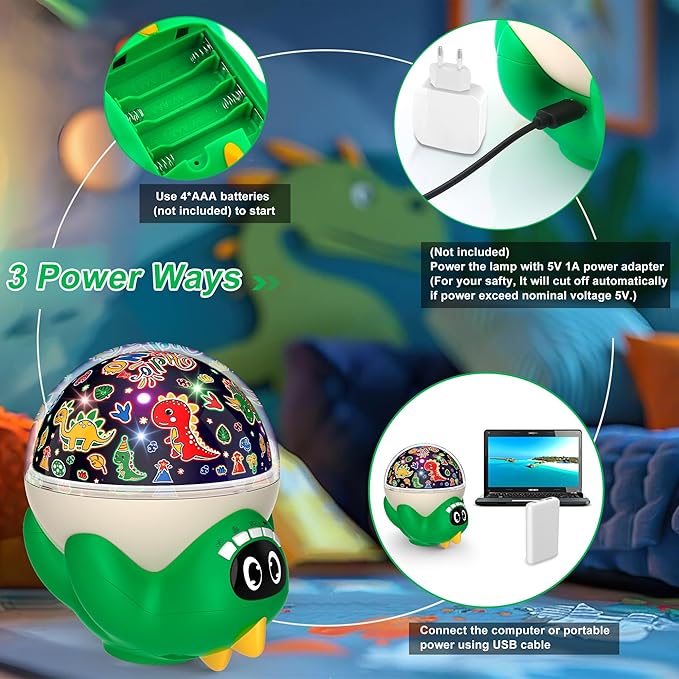 Dinosaur Night Light Projector for Kid Room | Dinosaur Toys for Kids 3-5 | Baby Light Projector with Music Timer and Remote Control Birthday Gifts for Boys