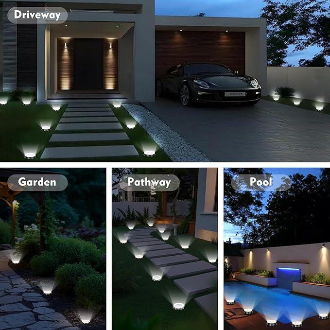 Solar Ground Lights Outdoor, 1 Pack Solar Lights Outdoor Waterproof, Mini Flat Solar-Powered Garden Light, Landscape Lighting for Garden Yard Lawn Pathway Walkway Driveway Backyard Decor, Cold White