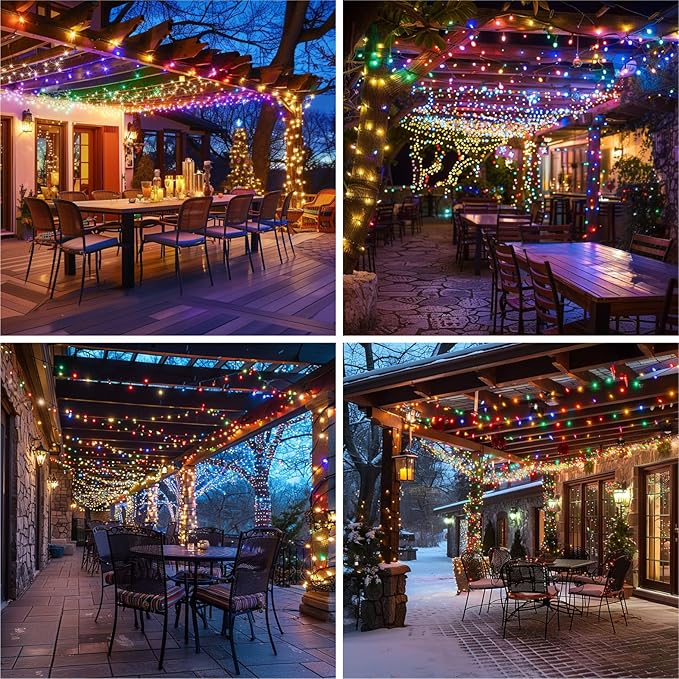 ZSJWL Rechargeable Fairy Lights with Remote,66ft 200 LED Outdoor Battery String Lights with DIY Timer & Light Sensor, Waterproof Dimmable Twinkle Light for Tree Christmas Indoor, Multicolor