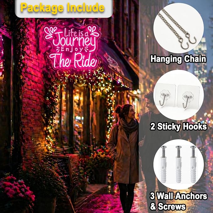 Positive Neon Lights Signs Neon Sign Led Sign Light for Wall Decor | Life Is A Journey Neon Sign for Room Decor,Positive Decoration,Motivational Wall Decor,Gift,5V USB Powered