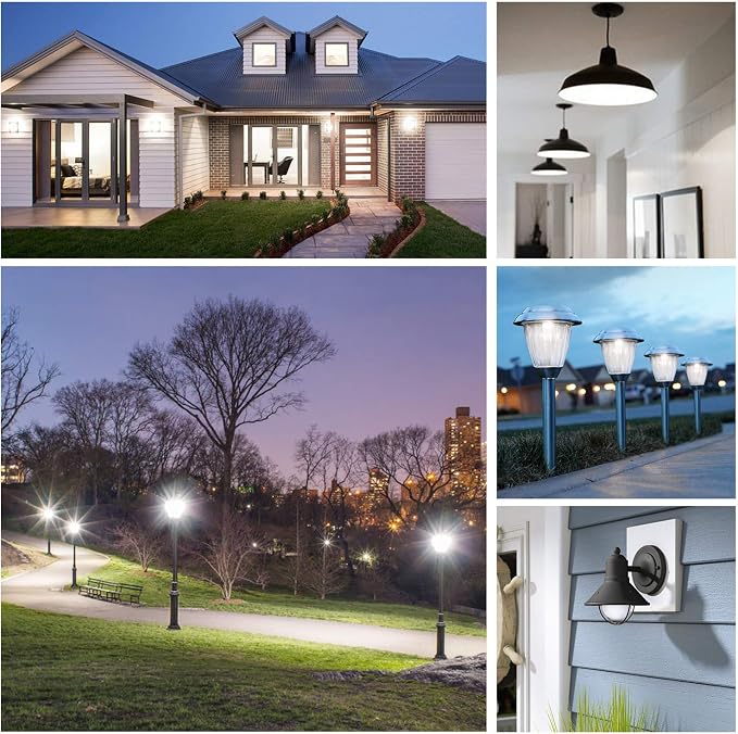 Dusk to Dawn Light Bulbs Outdoor 100 Watt Equivalent, 11W Automatic On/Off Sensor Light Bulb Daylight 5000K, A19 Outdoor LED Light Bulbs Photocell for Porch Garage Yard Security, E26 Base, 4-Pack