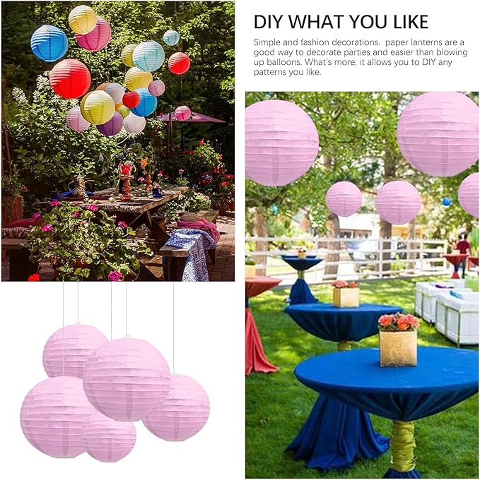 20Pcs Light Purple Paper Lanterns for Parties, 6” 8” 10” 12” Chinese Asian Hanging Round Paper Lanterns for Birthday Wedding Halloween Christmas Home Decor Party Decor