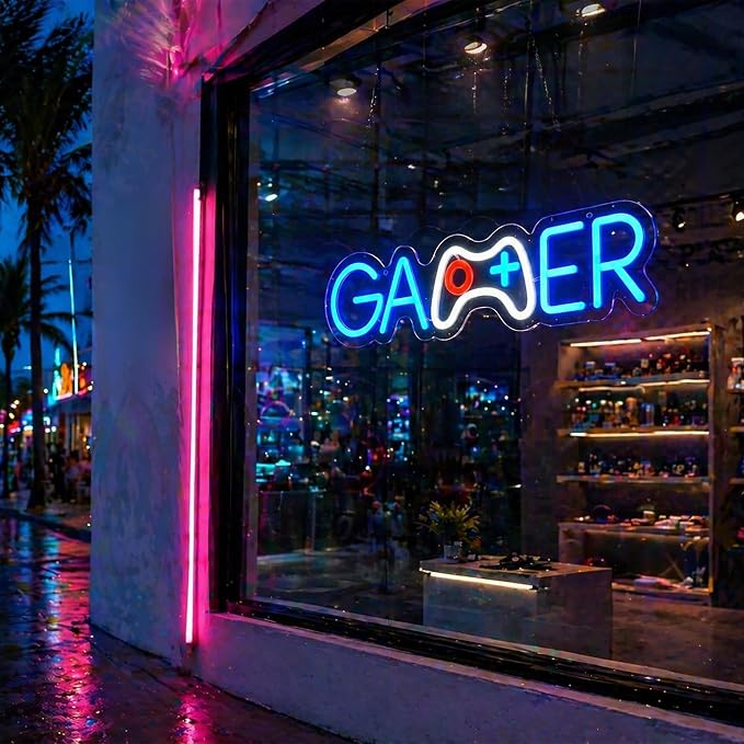 Gamer Neon Lights Signs Neon Sign Led Sign Light for Wall Decor | Gamer Neon Sign for Room Decor,Man Cave Decoration,Dormroom,Game Room Wall Decor,Gift,5V USB Powered