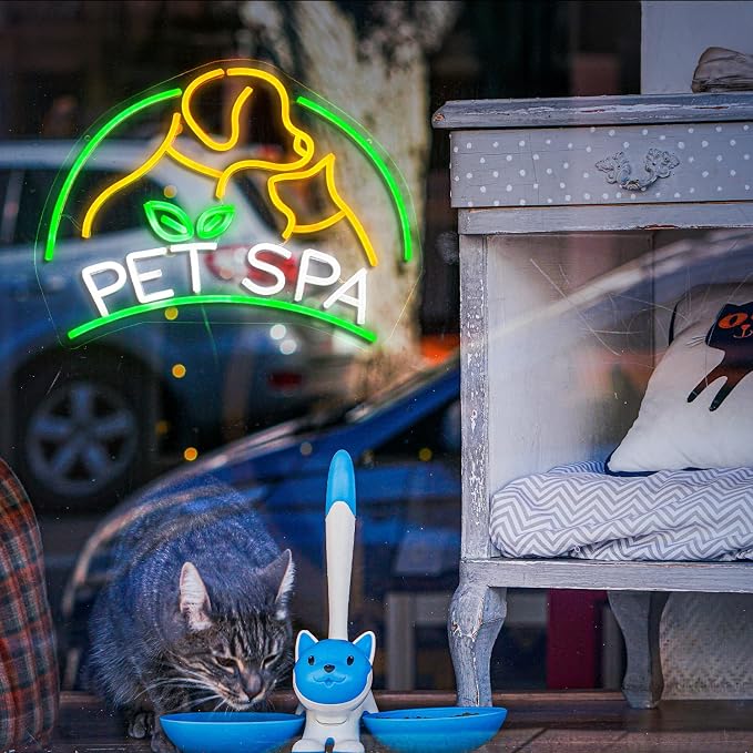 Pet SPA Neon Sign Dog And Cat LED Neon Light for Wall Decor Dimmable USB Powered Animal SPA for Pet Shop Pet Beauty Salon Pet Grooming Home Decor