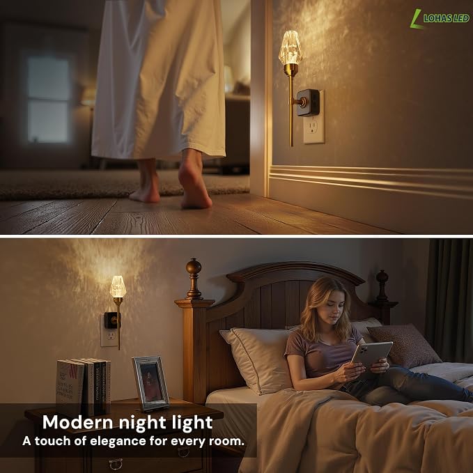 L LOHAS LED Night Light, Night Lights Plug into Wall | Automatic Night Lights Plug in with Auto Light Sensor, 0-100LM Adjustable Brightness Rotating Night Light for Bedroom Hallway