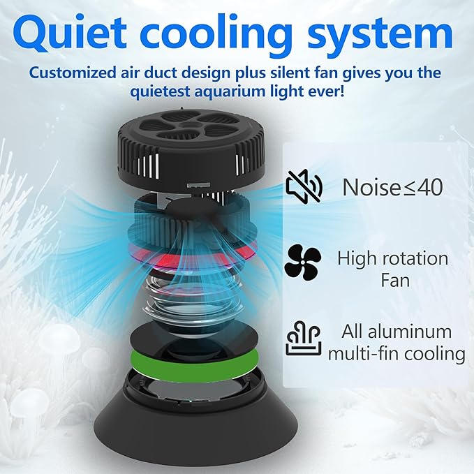 30 Watts Aquarium Reef Light, Dimmable Timing Full Spectrum Marine Fish Tank Light Saltwater Nano Tank Reef Light for Coral