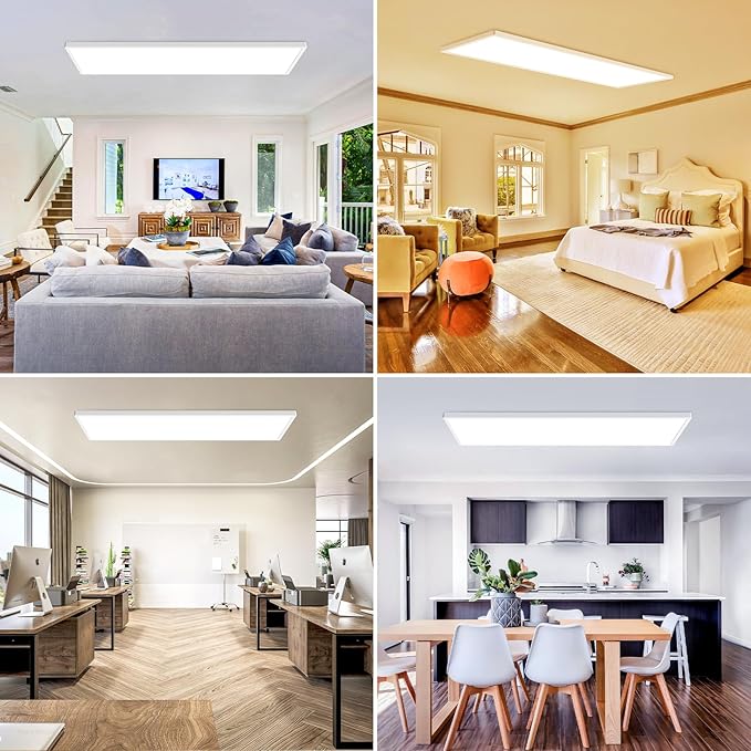 zemty LED Flat Panel Light with Remote 31.4x9.8 Inch, 36W 3800LM 3000K-6000K Adjustable Color Temperature, Dimmable Flush Mount Ceiling Light Fixture for Kitchen Bedroom Garage