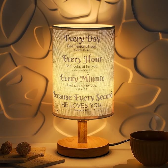WSYEAR Bible Verse Table Lamp with Inspirational Thoughts and Valentines Day Christian Religious Baptism Gifts for Women Wife Mom Men Christmas Easter Gifts for Him Her