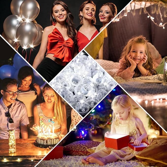 200Pcs Mini LED Ballon Lights Long Standby Time Waterproof Mini Light,Round Ball Lamp for Latex Balloon Paper Lantern Party Wedding Festival Christmas Halloween Decorative(White)