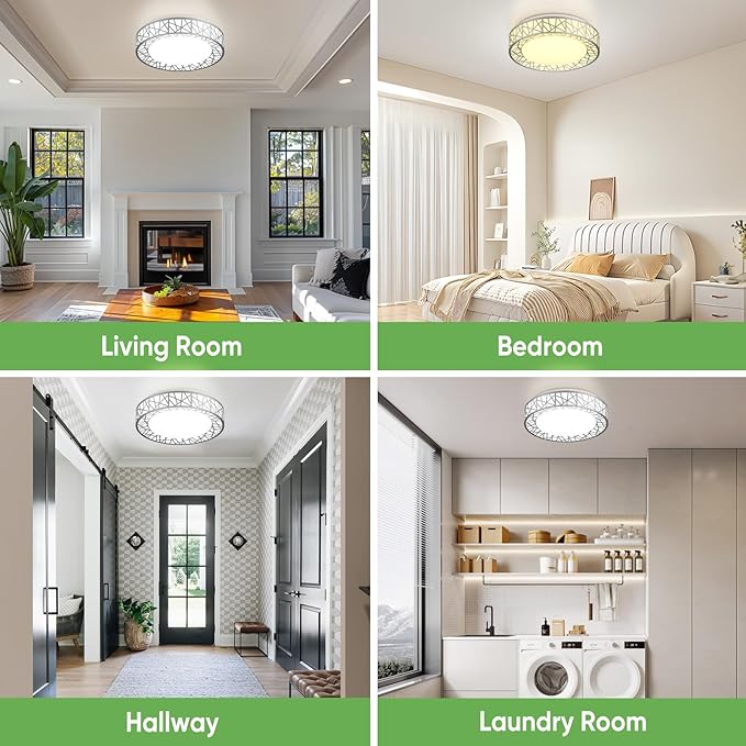 20 Inch Flush Mount Ceiling Light, Modern Brushed Nickel LED Ceiling Light Fixture, 42W 4000LM 2700-6500K Adjustable, Dimmable Ceiling Lights for Bedroom, Kitchen, Hallway, Bathroom, ETL
