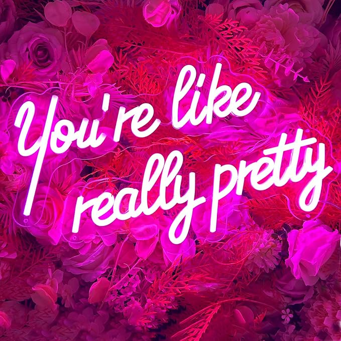 30IN Large You're Like Really Pretty Neon Sign, Dimmable Pink Handmade Led Neon Light for Salons, USB Power Bathroom Bedroom Girls Makeup Room Bachelorette Party Home Birthday Gift