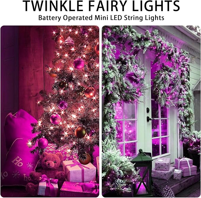 50 Pack Pink Fairy Lights Battery Operated, 7ft 20 LED Mini String Twinkle Lights for Valentine's Day Easter Christmas Halloween Mason Jars Centerpiece Table Decorations (50, Pink)