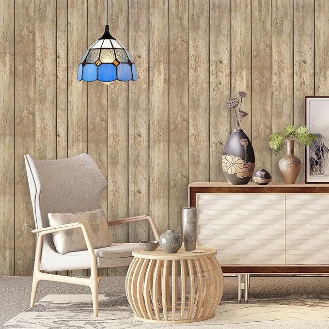Tiffany Style Plug in Pendant Light Mini Chandelier with 16.4 Ft Hanging Cord and in Line On/Off Dimmer Switch, Vintage Swag Ceiling Lamp for Dining Room, Bedroom or Porch (7.9" in Width)