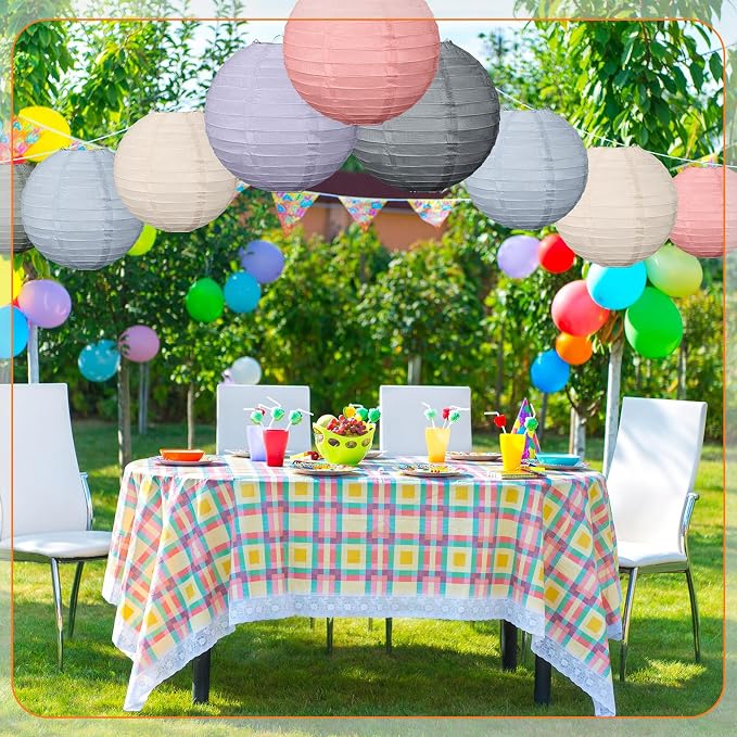 Glooglitter 16 Pcs Colorful Hanging Paper Lanterns Boho Party Decorations 4” 6” 8” 10” Round Decorative Chinese Lanterns Classroom Ceiling Decor for Indoor Outdoor Wedding Baby Shower, Morandi Color