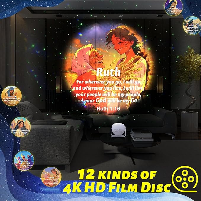 Bible Verses Projector Galaxy Projector Includes 6 Interchangeable Christian Discs Night Light Set Project Religious on Walls or Ceilings for Gift