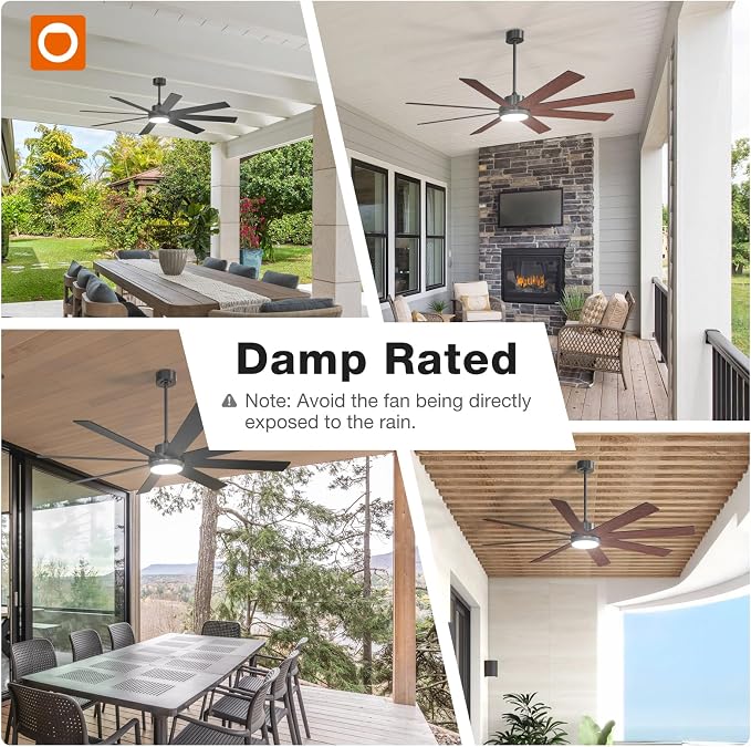 addlon 72 Inch Lagre Ceiling Fans with Lights and Remote Control,Black | Dimmable & 5CCT, Quiet 6-speed Reversible DC motor, Dual-Sided Blades, Bedroom, Covered Outdoor Spaces
