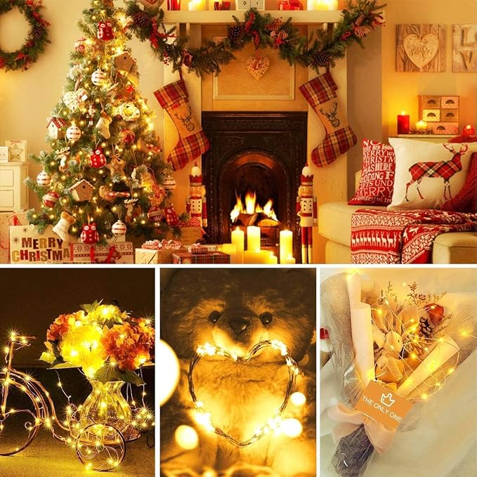 14 Pack Fairy Lights Battery Operated - 7ft 20 LED Twinkle Lights Copper Wire Mini String Lights Firefly Lights for Mason Jars DIY Crafts Christmas Centerpiece Table Decor, Warm White+Cool White