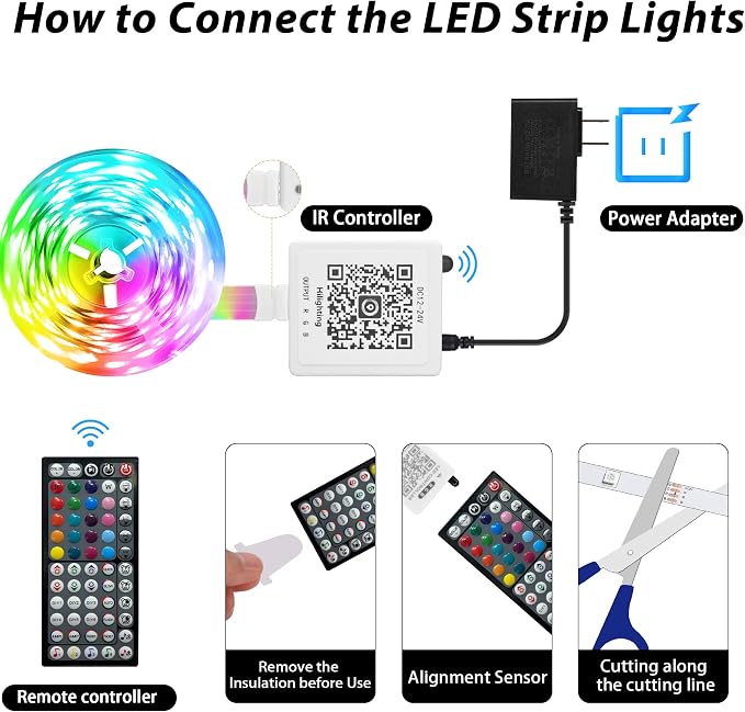 Ledagic Led Lights for Bedroom 150 ft (2 Rolls of 75ft), Led Lights Strip | Color Changing Led Strip Lights with 60 Keys Remote and App Control, Music Sync Led Lights for Room Kitchen Party Home Decor