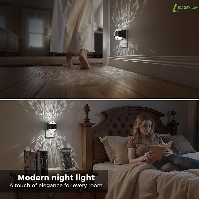 L LOHAS LED Night Lights Plug into Wall, Projector Night Light | Dusk to Dawn Sensor,5000K Daylight White Nightlight for Kids Playroom Home Theater Party