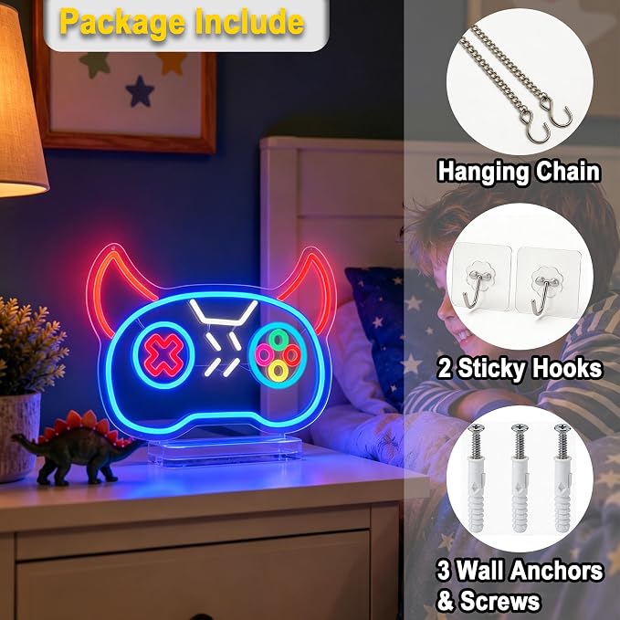 Game Neon Lights Signs Neon Sign Led Sign Light for Wall Decor | Demon Game Neon Sign for Room Decor,Man Cave Decoration,Dormroom,Wall Decor,Gift,5V USB Powered
