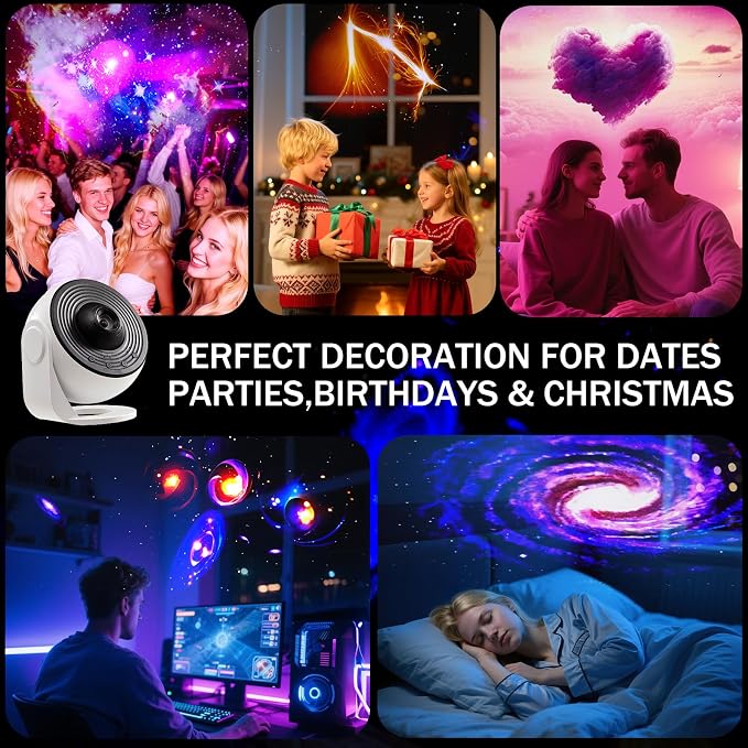 Galaxy Star Projector for Bedroom Ceiling Wall, HD Image Nebula Light with 13 Slide Discs, 360° Rotation Adjustable Knob, Planetarium Lamp for Kids, 1/2H Timer Easy 3-Button Control